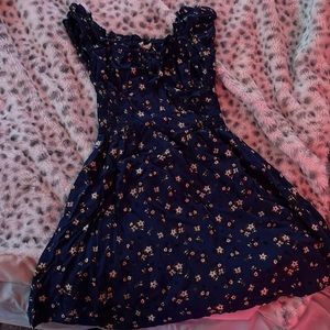 Dark blue flower print dress